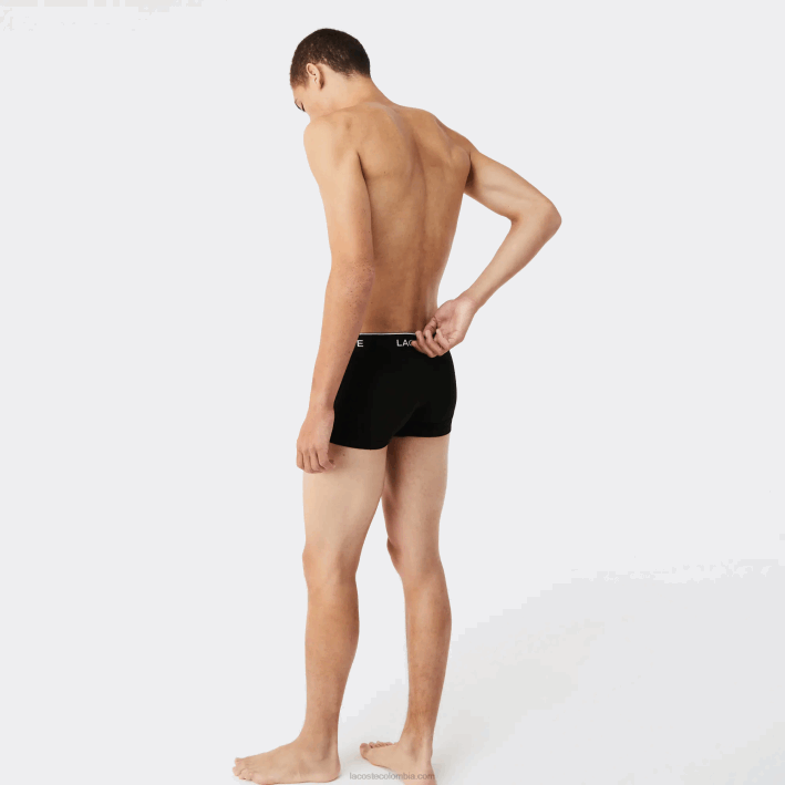 hombres Lacoste 6F241372 negro blanco gris chine nua calzoncillos tipo bóxer informales, paquete de 3