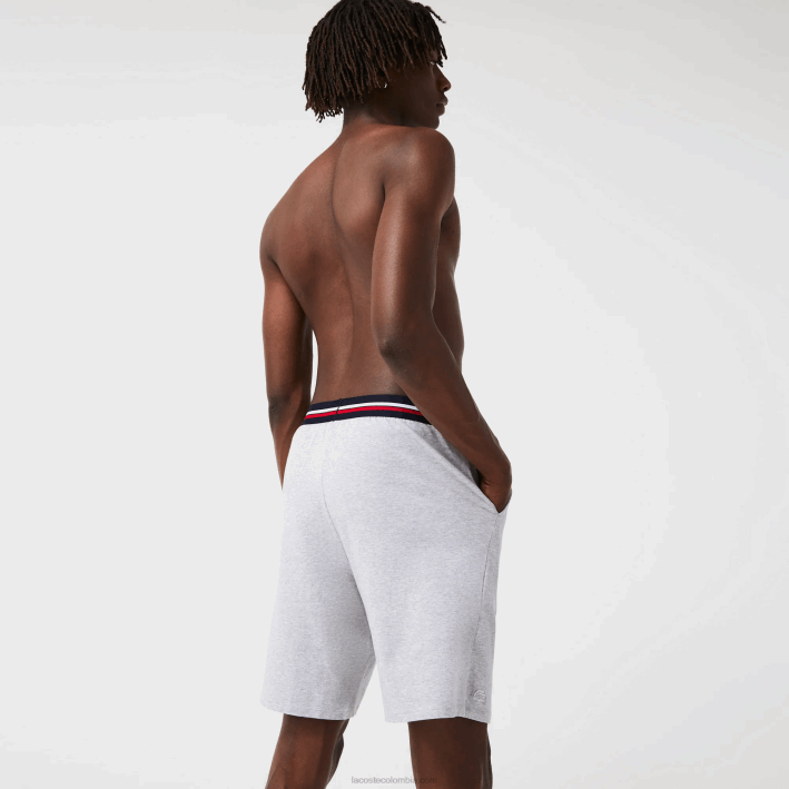hombres Lacoste 6F241375 lomo gris cca calzoncillos boxer largos con cintura a rayas