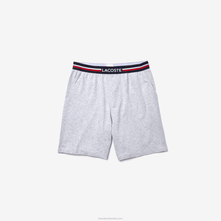 hombres Lacoste 6F241375 lomo gris cca calzoncillos boxer largos con cintura a rayas
