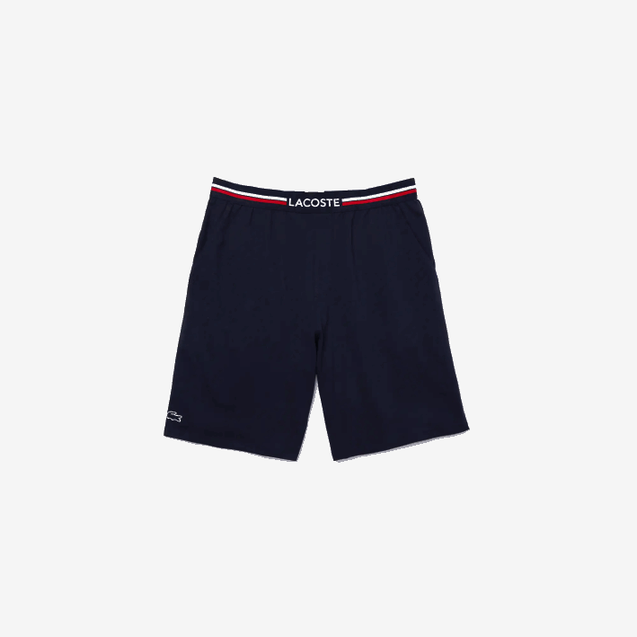 hombres Lacoste 6F241376 azul marino 166 calzoncillos boxer largos con cintura a rayas