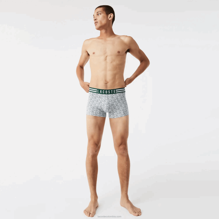 hombres Lacoste 6F241396 gris chino blanco azul marino tya Pack de 3 calzoncillos de algodón elástico con cintura a rayas hombres Lacoste 6F241396 gris chino blanco azul marino tya Pack de 3 calzoncillos de algodón elástico con cintura a rayas