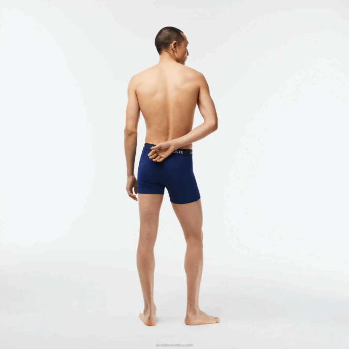 hombres Lacoste 6F241398 azul marino f9f Pack de 5 bóxers con logo en la cintura