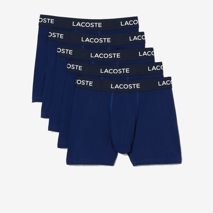 hombres Lacoste 6F241398 azul marino f9f Pack de 5 bóxers con logo en la cintura