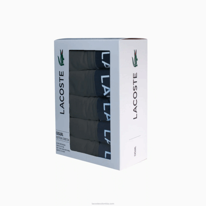 hombres Lacoste 6F241414 gris xb4 Pack de 5 calzoncillos de algodón elástico