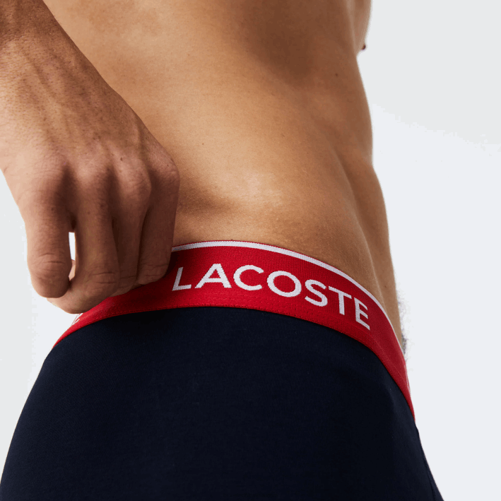 hombres Lacoste 6F241416 verde rojo azul marino hy0 Pack de 3 calzoncillos boxer largos de algodón