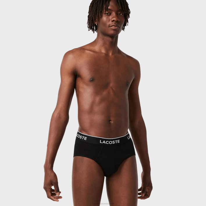 hombres Lacoste 6F241421 negro 031 paquete de 3 calzoncillos casuales