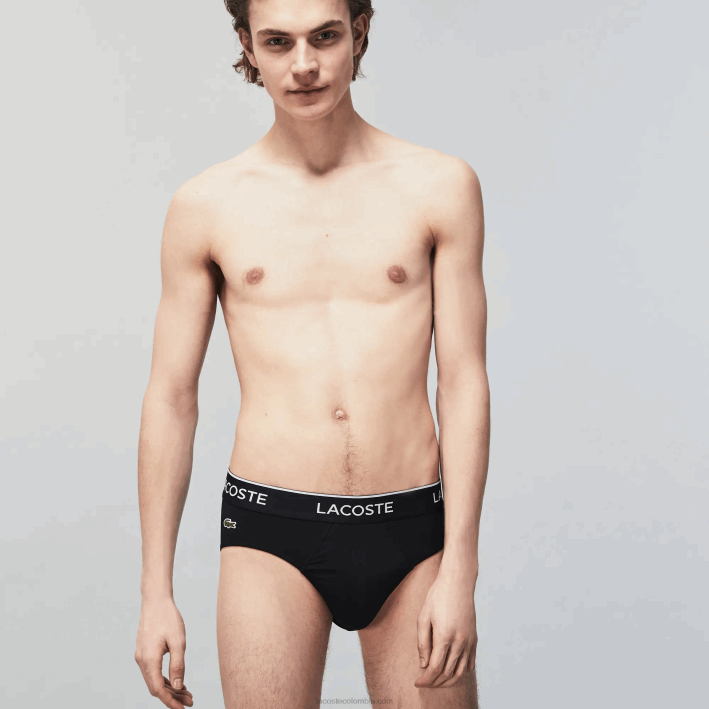 hombres Lacoste 6F241421 negro 031 paquete de 3 calzoncillos casuales
