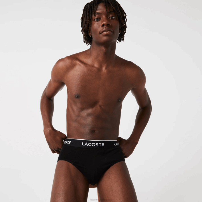 hombres Lacoste 6F241422 negro blanco gris chine nua paquete de 3 calzoncillos casuales