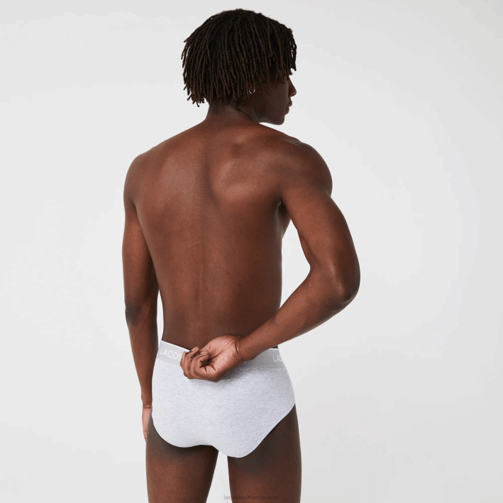 hombres Lacoste 6F241422 negro blanco gris chine nua paquete de 3 calzoncillos casuales
