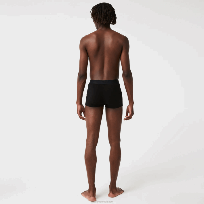 hombres Lacoste 6F241431 negro gris chin blanco eqd pack de 3 calzoncillos de algodón stretch