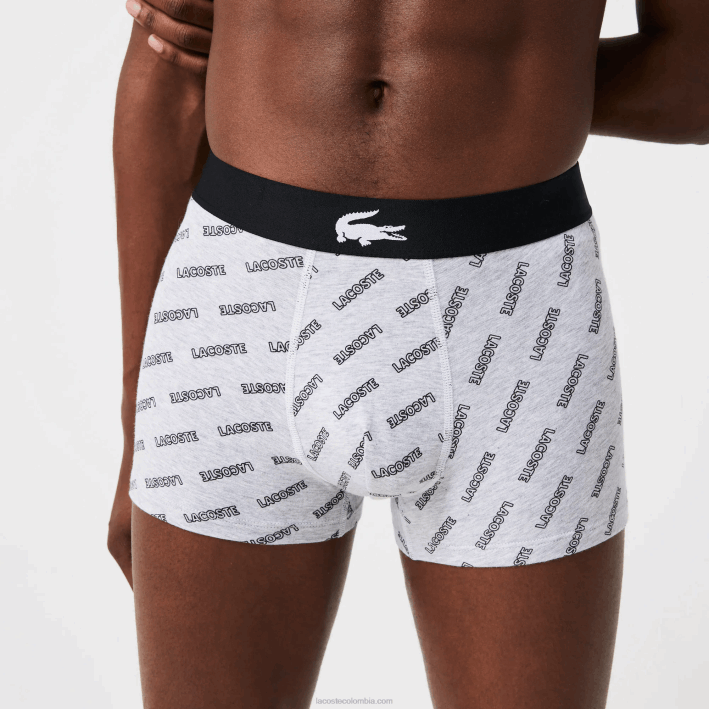 hombres Lacoste 6F241431 negro gris chin blanco eqd pack de 3 calzoncillos de algodón stretch