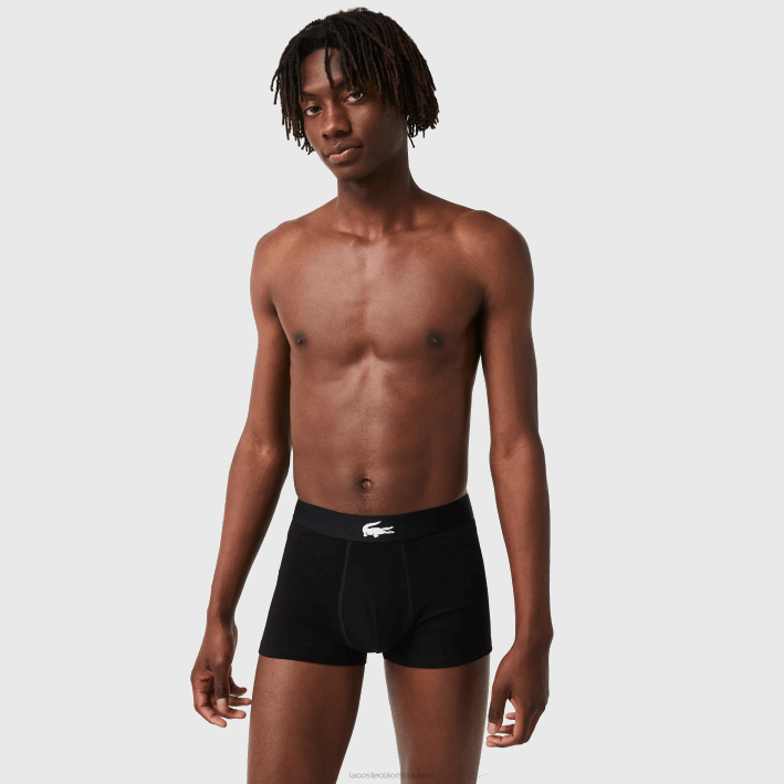 hombres Lacoste 6F241431 negro gris chin blanco eqd pack de 3 calzoncillos de algodón stretch