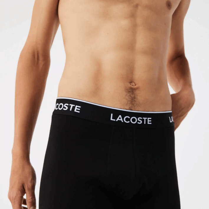 hombres Lacoste 6F241433 negro blanco gris chine nua Pack de 3 calzoncillos bóxer largos de algodón elástico