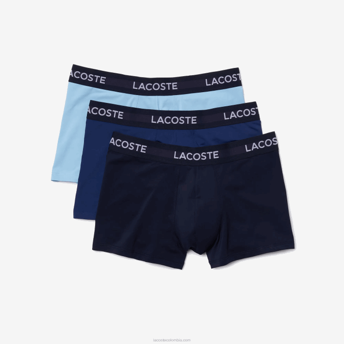 hombres Lacoste 6F241463 vuc azul marino Pack de 3 calzoncillos de microfibra