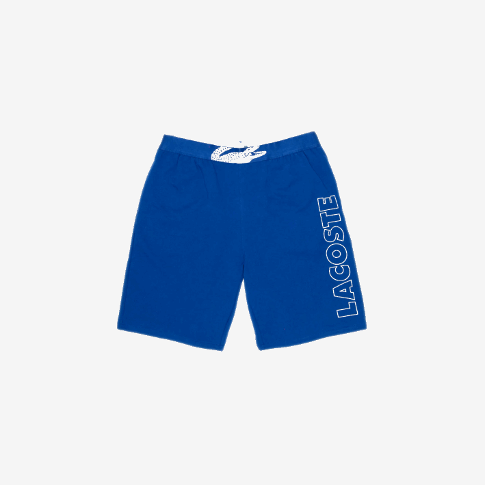 hombres Lacoste 6F241512 azul blanco emj shorts interiores de vellón de algodón con logo hombres Lacoste 6F241512 azul blanco emj shorts interiores de vellón de algodón con logo