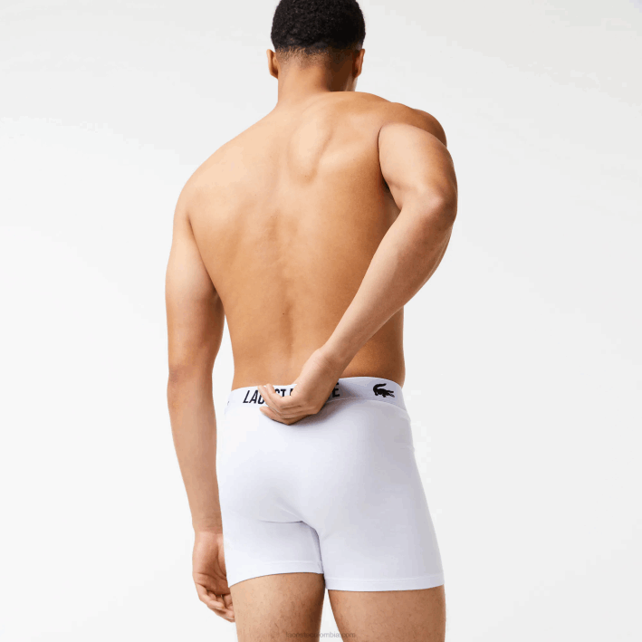 hombres Lacoste 6F241548 negro rojo blanco tr2 Pack de 3 calzoncillos bóxer de cocodrilo en contraste con la marca