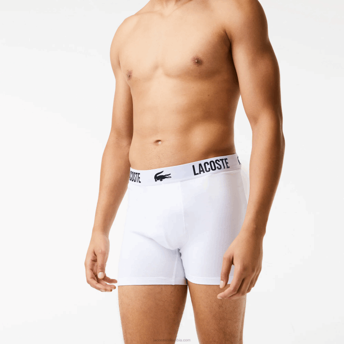 hombres Lacoste 6F241548 negro rojo blanco tr2 Pack de 3 calzoncillos bóxer de cocodrilo en contraste con la marca