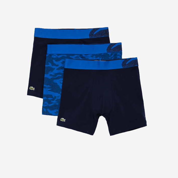 hombres Lacoste 6F241551 azul marino 8w1 pack de 3 calzoncillos bóxer con estampado de camuflaje hombres Lacoste 6F241551 azul marino 8w1 pack de 3 calzoncillos bóxer con estampado de camuflaje