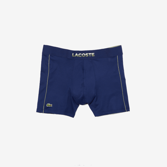 hombres Lacoste 6F241556 azul marino llamativo amarillo 39n baúl de malla técnica transpirable