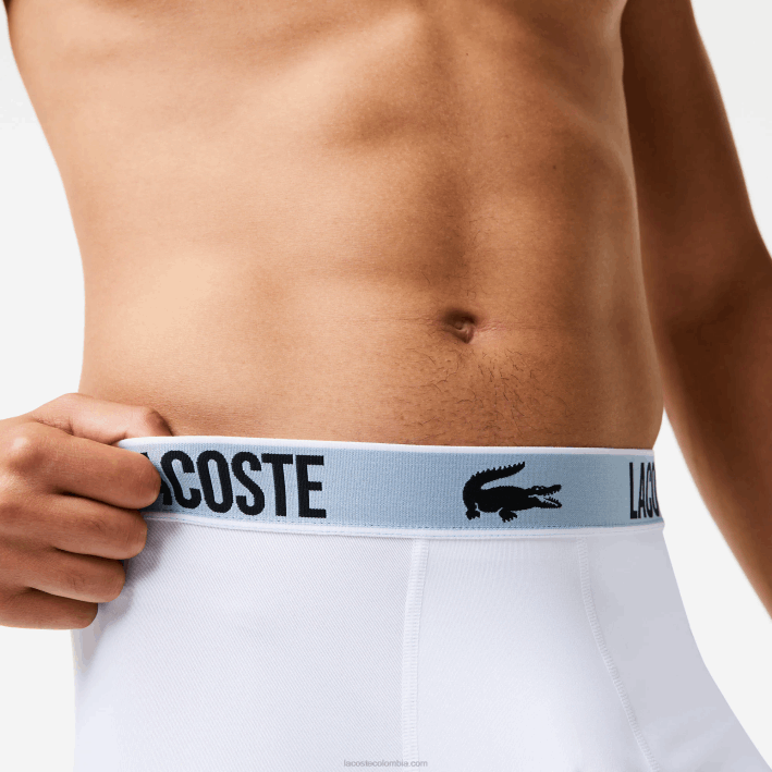 hombres Lacoste 6F241561 negro gris oscuro blanco shq Pack de 3 calzoncillos de punto de poliéster reciclado