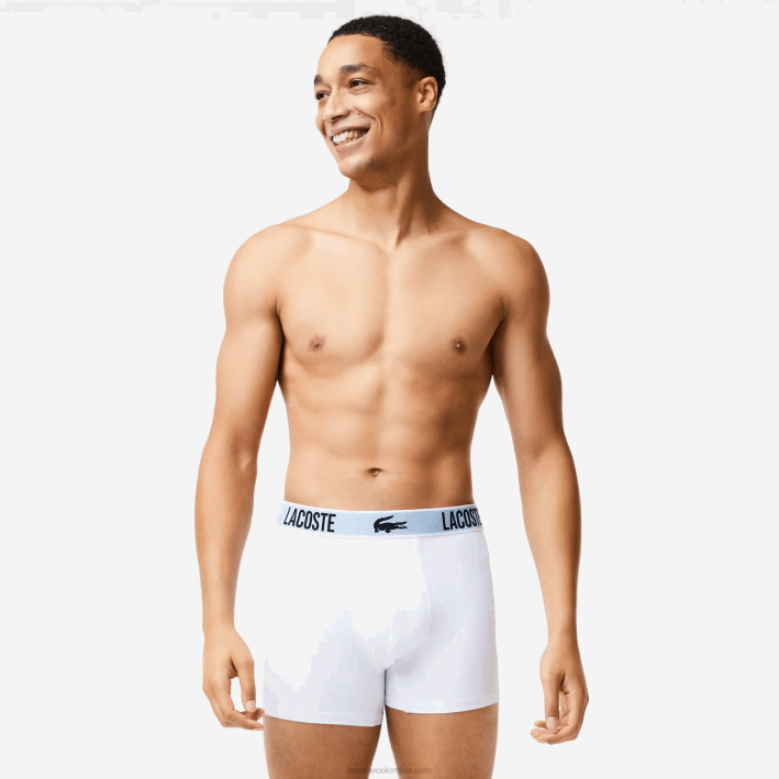 hombres Lacoste 6F241561 negro gris oscuro blanco shq Pack de 3 calzoncillos de punto de poliéster reciclado