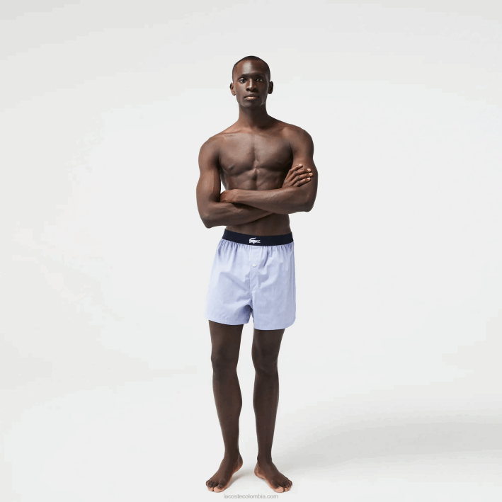 hombres Lacoste 6F241578 vuc azul marino bóxer de algodón ultrasuave pack de 3