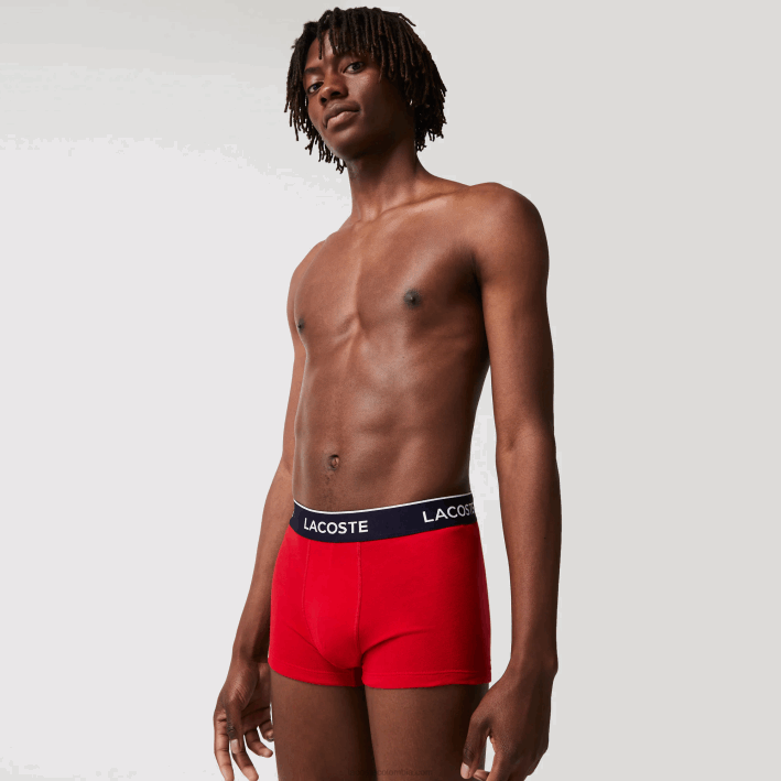 hombres Lacoste 6F241610 azul marino rojo azul marino w64 calzoncillos tipo bóxer informales, paquete de 3 hombres Lacoste 6F241610 azul marino rojo azul marino w64 calzoncillos tipo bóxer informales, paquete de 3