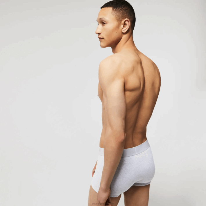 hombres Lacoste 6F241616 lomo gris negro snp l.12.12 calzoncillos bóxer de piqué pack de 2