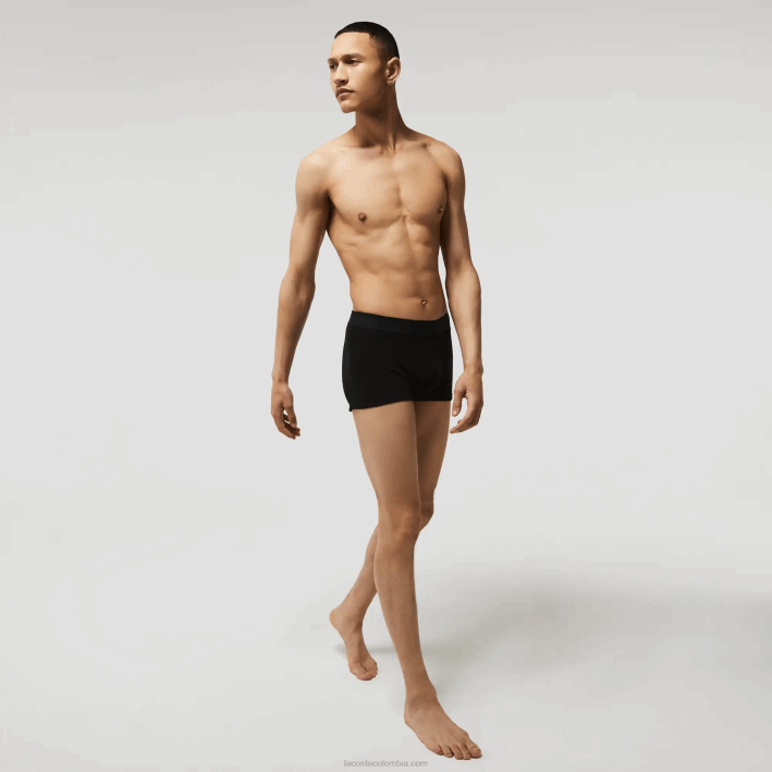 hombres Lacoste 6F241616 lomo gris negro snp l.12.12 calzoncillos bóxer de piqué pack de 2