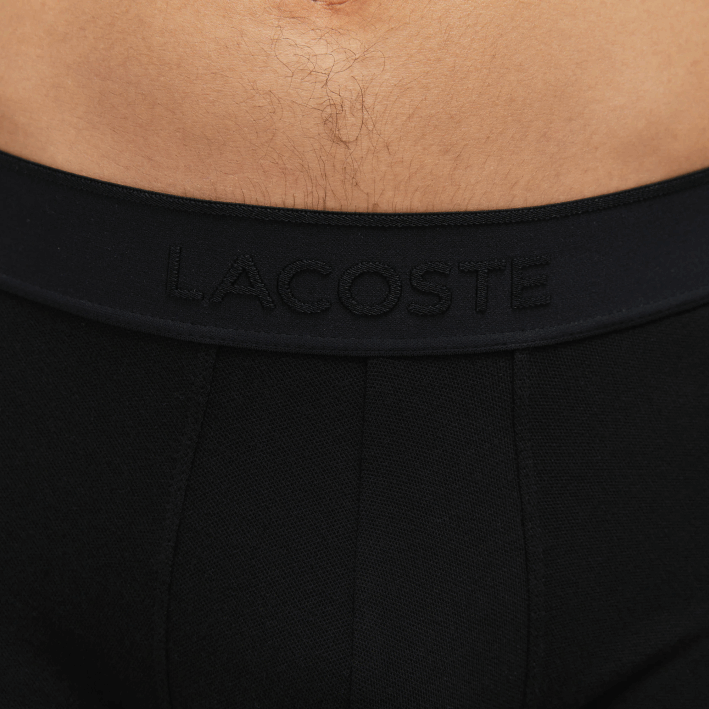 hombres Lacoste 6F241616 lomo gris negro snp l.12.12 calzoncillos bóxer de piqué pack de 2