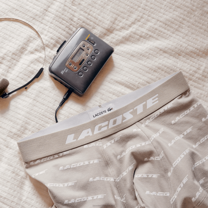 hombres Lacoste 6F24467 caqui verde gris lomo gc9 Pack de 3 calzoncillos con cintura en contraste