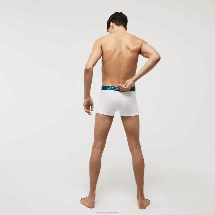 hombres Lacoste 6F24483 blanco 001 calzoncillos tipo bóxer informales, paquete de 3