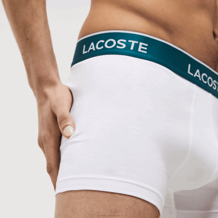 hombres Lacoste 6F24483 blanco 001 calzoncillos tipo bóxer informales, paquete de 3