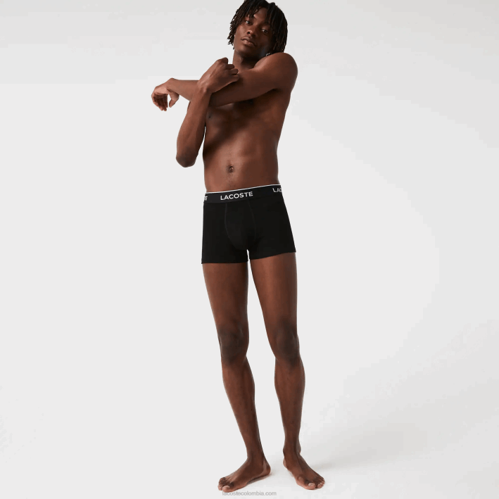 hombres Lacoste 6F24484 negro 031 calzoncillos tipo bóxer informales, paquete de 3