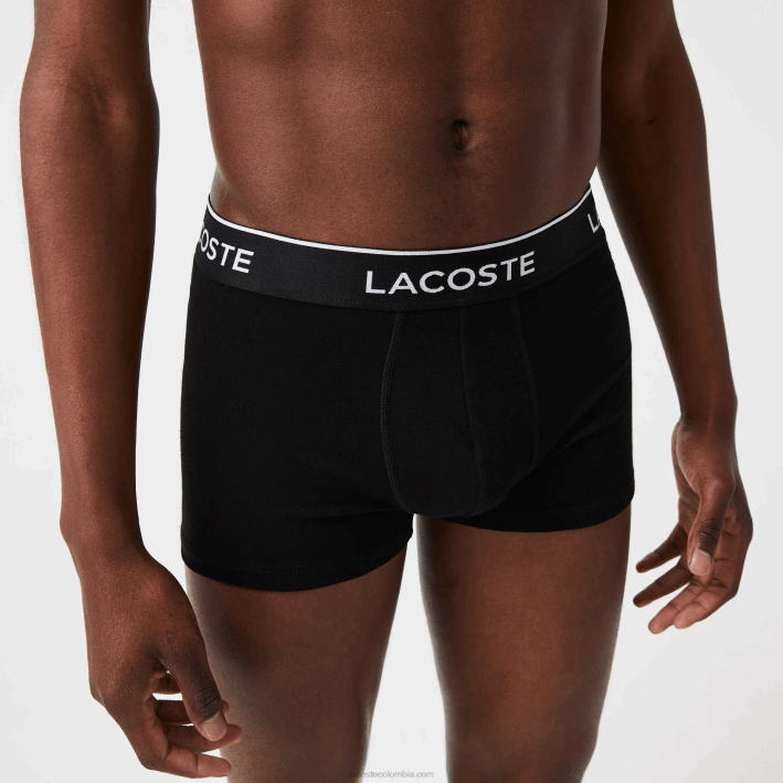 hombres Lacoste 6F24484 negro 031 calzoncillos tipo bóxer informales, paquete de 3