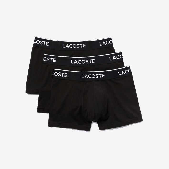 hombres Lacoste 6F24484 negro 031 calzoncillos tipo bóxer informales, paquete de 3