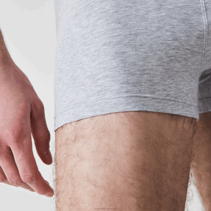 hombres Lacoste 6F24485 lomo gris cca calzoncillos tipo bóxer informales, paquete de 3