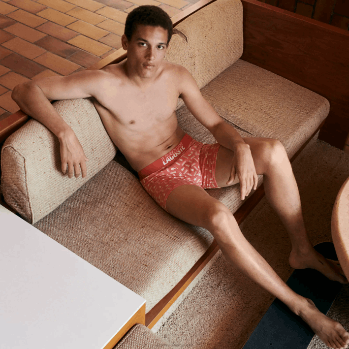 hombres Lacoste 6F24503 naranja gris chine blanco tti Pack de 3 calzoncillos de algodón elástico estampado