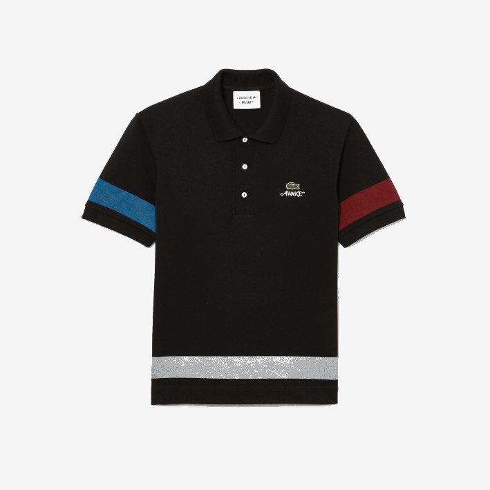 hombres6F24899 negro 031 polo de piqué de algodón con bloques de color lacoste x wake ny