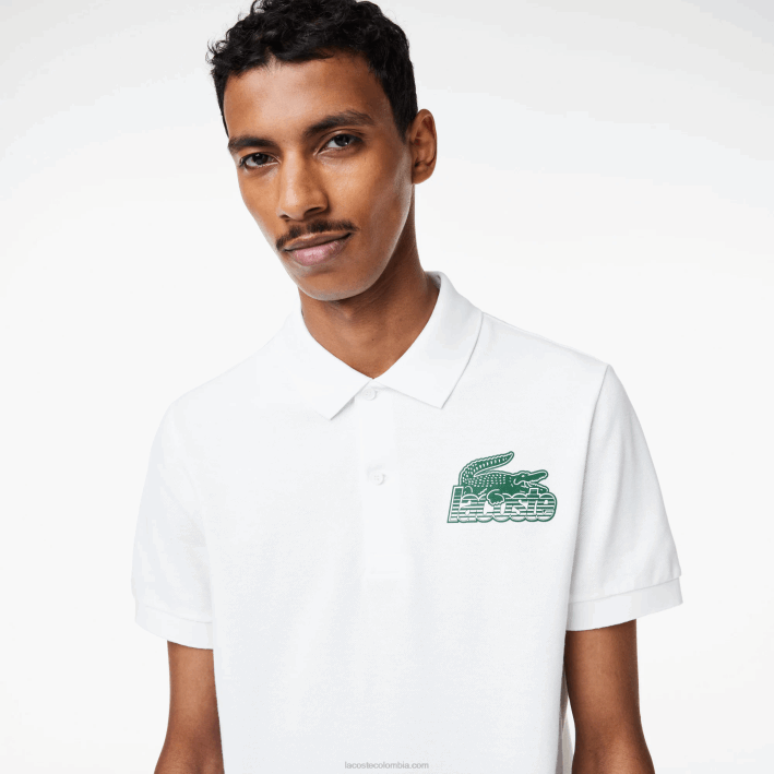 hombres Lacoste 6F24101 blanco 001 polo de minipiqué de algodón