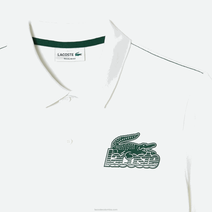 hombres Lacoste 6F24101 blanco 001 polo de minipiqué de algodón