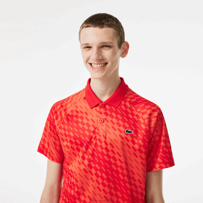 hombres Lacoste 6F24110 rojo naranja wi9 tenis x novak djokovic versión fan polo