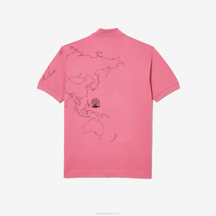 hombres Lacoste 6F24113 rosa 2r3 polo de algodón orgánico estampado original l.12.12