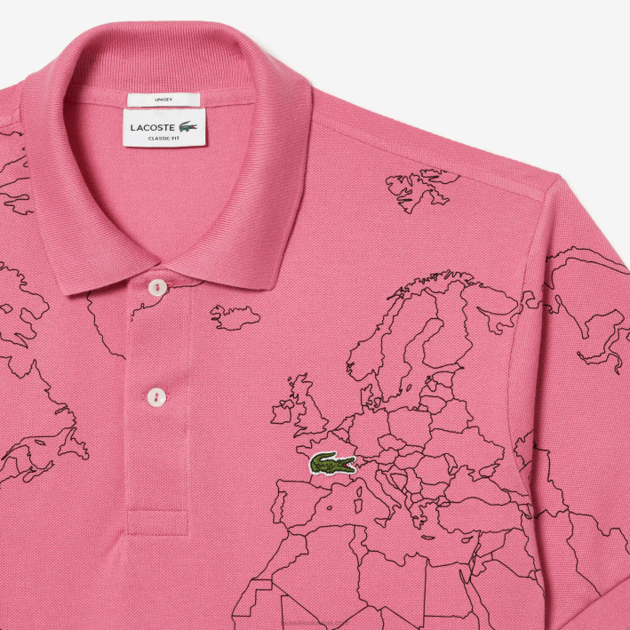 hombres Lacoste 6F24113 rosa 2r3 polo de algodón orgánico estampado original l.12.12