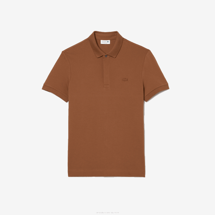 hombres Lacoste 6F24117 lfa marrón claro polo de piqué de algodón elástico smart paris