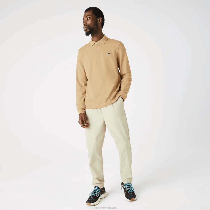 hombres Lacoste 6F241221 beige 02s polo de manga larga original l.12.12