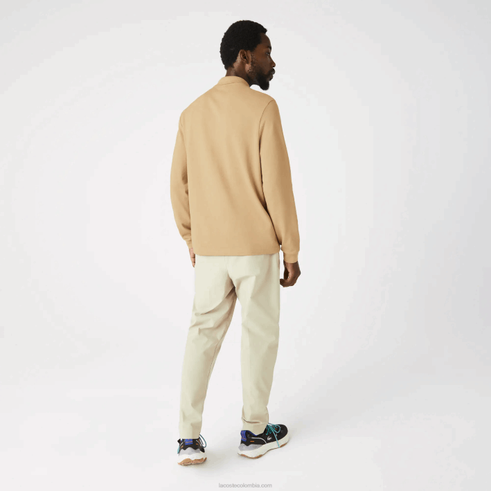hombres Lacoste 6F241221 beige 02s polo de manga larga original l.12.12