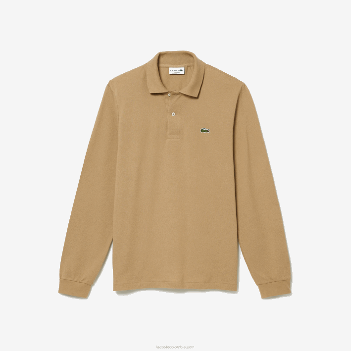 hombres Lacoste 6F241221 beige 02s polo de manga larga original l.12.12