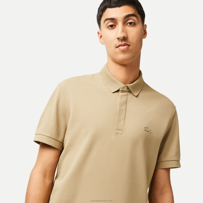 hombres Lacoste 6F24124 beige cb8 polo de piqué de algodón elástico smart paris