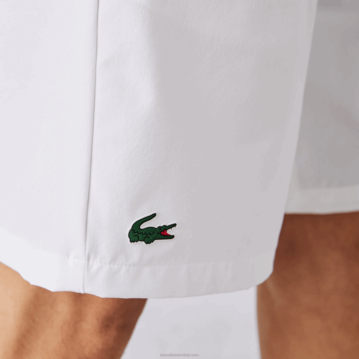 hombres Lacoste 6F241533 blanco 001 shorts elásticos ligeros sport x novak djokovic